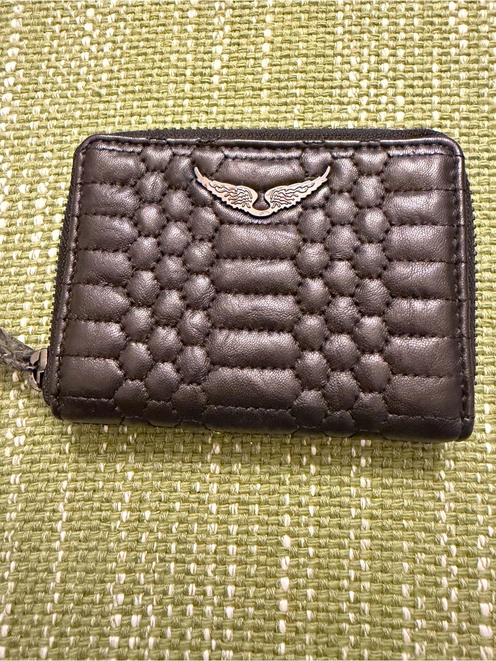 ZADIG & VOLTAIRE Quilted Black Leather Card Wallet